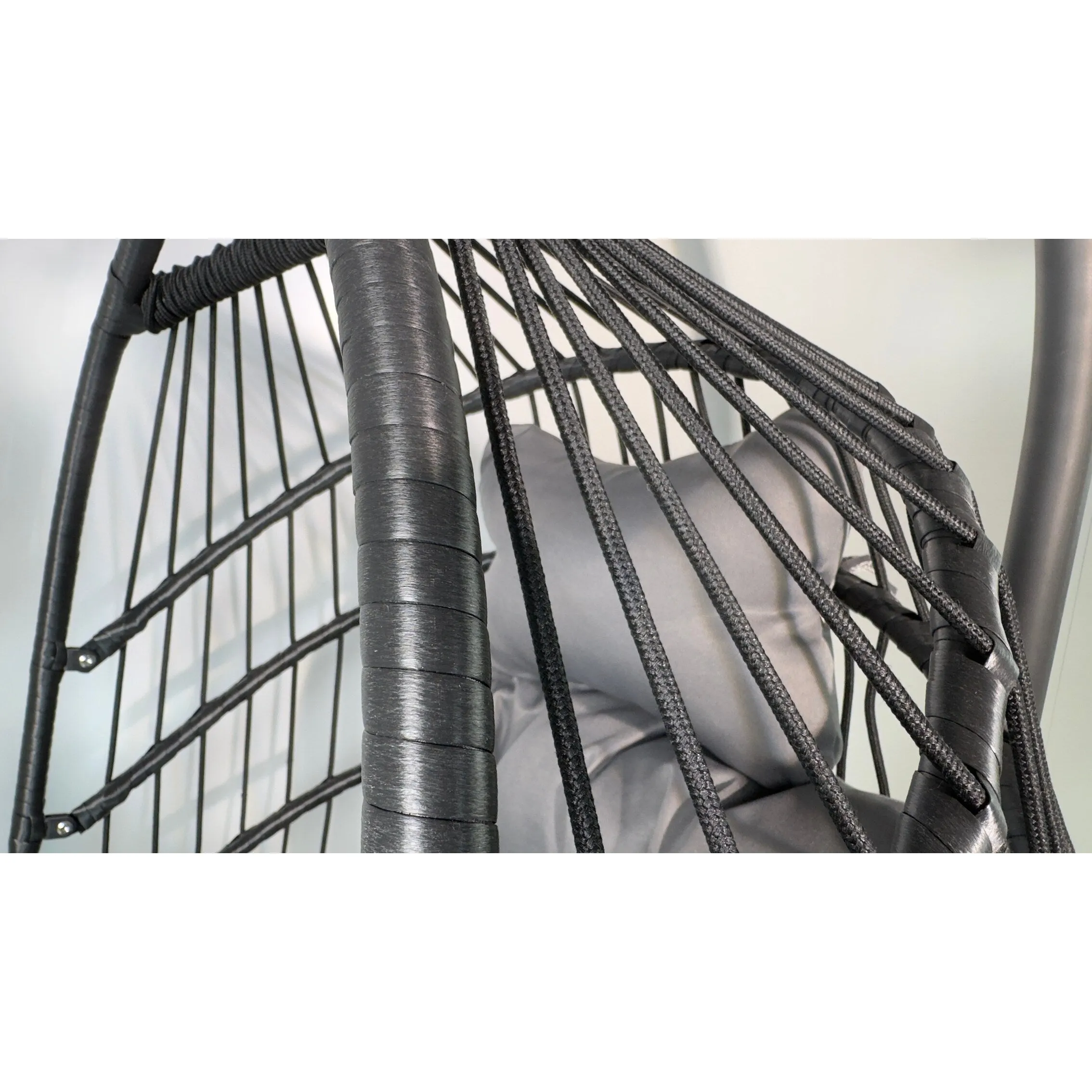 Swing Egg Chair with Stand Indoor Outdoor Wicker Rattan Patio Basket Hanging Chair