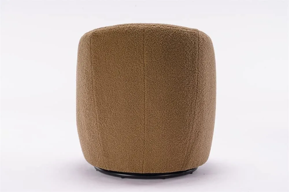 Swivel Accent Chair, Modern Teddy Fabric Upholstered Armchair Lounge Chair with Metal Base and Padded Cushion Comfy Single Sofa Chair with 360 Degree Swiveling Accent Chairs for Living Room, Chocolate