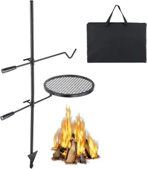 Swivel Campfire Grill, Fire Pit Grill Grate over Fire Pits, Heavy Duty Steel Grill Grates,360° Adjustable Open Fire Outdoor Cooking Equipment,Portable Camp Fire Racks for Camping Outdoor BBQ