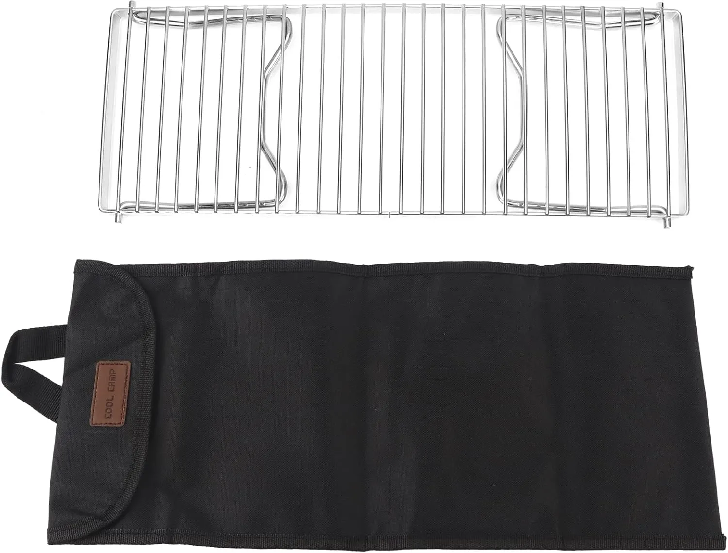 SYH&AQYE Portable Camp Fire Cooking Racks, 17.3 Inch Stainless Steel Campfire BBQ Rack with Folding Handle Lightweight for Outdoor Picnic Party Gathering