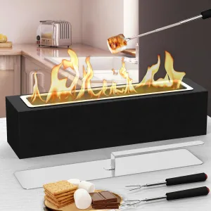 Tabletop Fire Pit - Concrete Outdoor & Indoor Fire Pit Tabletop, Smores Maker Kit, Table Top Firepit, Small Portable Mini Indoor Fireplace (with 2 Extending Roasting Forks
