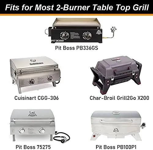 Tabletop Grill Cover for Pit Boss 75275 & PB336GS, Cuisinart CGG-306 Covers 24 Inch Table Top Most 2-Burner Portable Heavy Duty Waterproof Black WC003 24L*18W*13H inch
