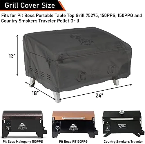 Tabletop Grill Cover for Pit Boss 75275 & PB336GS, Cuisinart CGG-306 Covers 24 Inch Table Top Most 2-Burner Portable Heavy Duty Waterproof Black WC003 24L*18W*13H inch