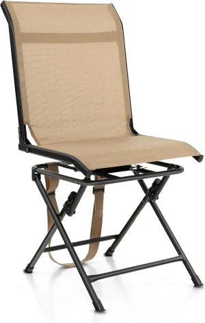 Tangkula 360-degree Swivel Blind Chair, Foldable Free Rotation Hunting Chair w/Mesh Back & Non-Slipping Pads, Multi-Position Folding Stealth Spin Chair for Camping, Hunting, Fishing