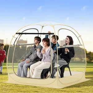 Tangkula All Weather Pop Up Instant Tent for 5-6 People, With Waterproof Tarp Floor, Outdoor Clear Bubble for Sports Events, Fishing, Camping, Cheering (6x5.4Ft)