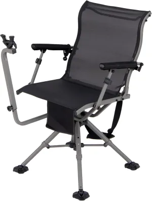 Tangkula Hunting Chair with Shooting Rest, 360° Swivel Hunting Seat with 4 Extendable Aluminum Legs, Adjustable Gun Rest, Portable Hunting Blind Chairs with Carrying Strap for Outdoor Activities