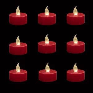 Tea Lights Flameless Battery Operated Candles-50 Pack Red LED Electric Flickering Votive Candle Long Lasting 200 Hours, Realistic and Bright for Seasonal Festive Celebrations Decoration