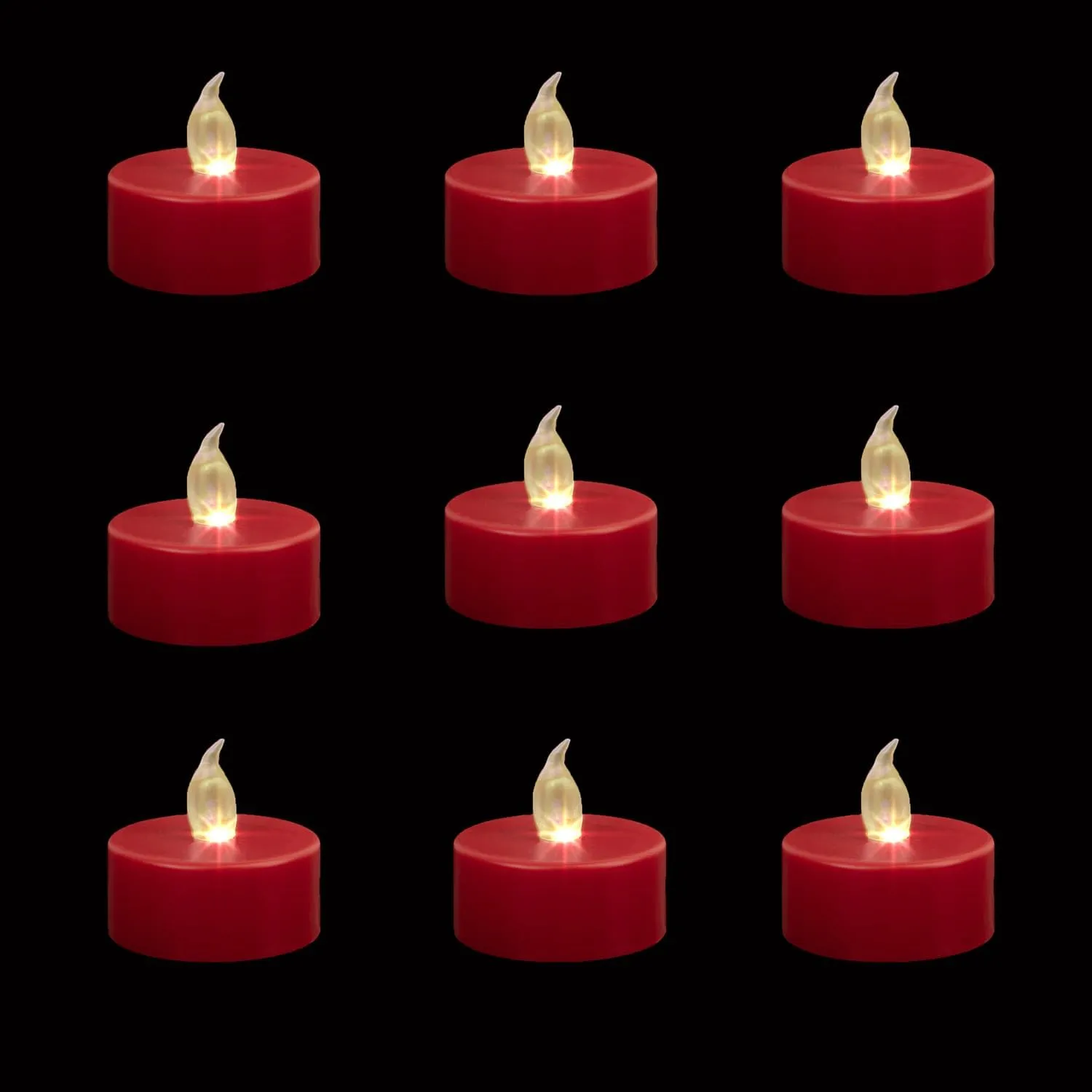 Tea Lights Flameless Battery Operated Candles-50 Pack Red LED Electric Flickering Votive Candle Long Lasting 200 Hours, Realistic and Bright for Seasonal Festive Celebrations Decoration