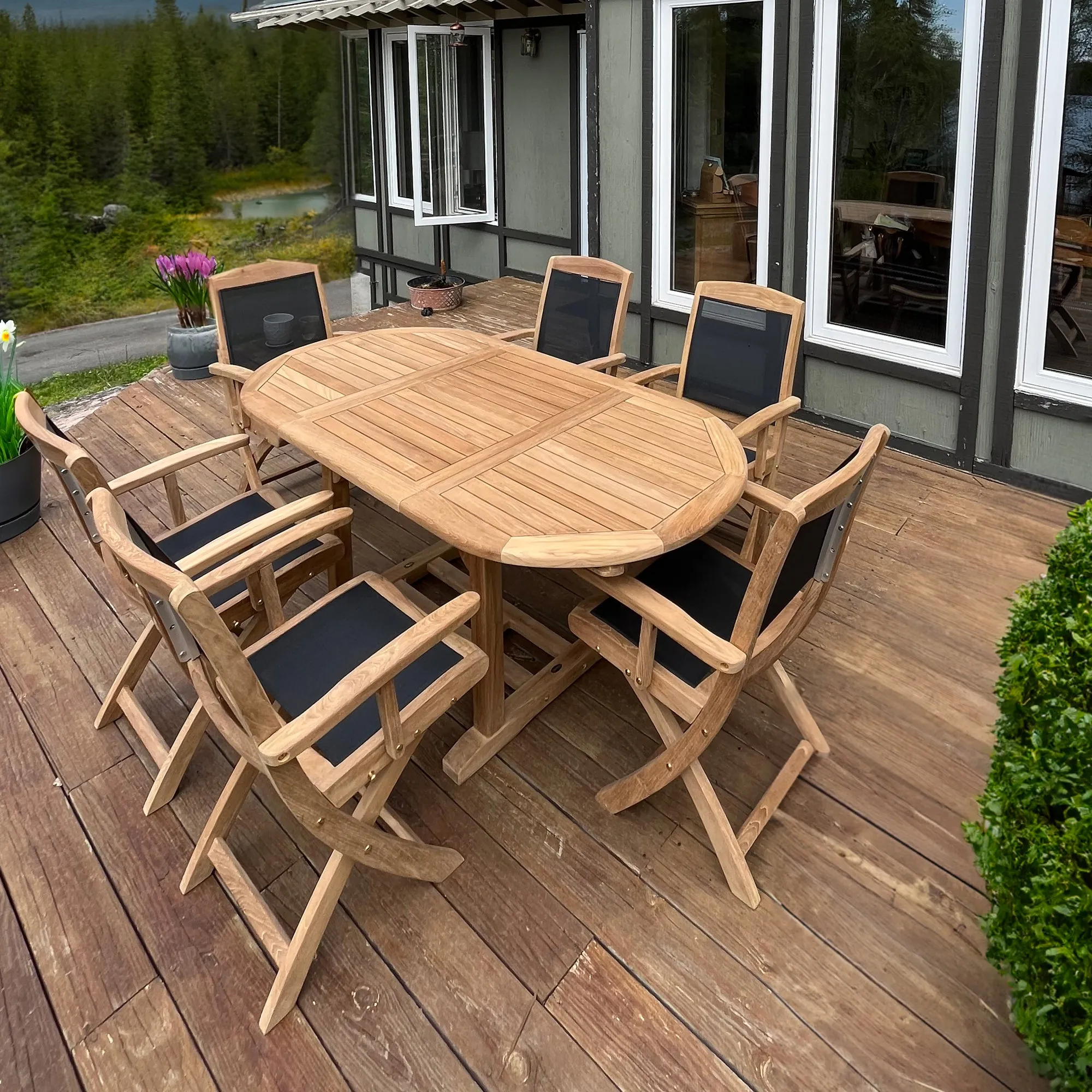 Teak & Textilene Folding Armchair Colorado