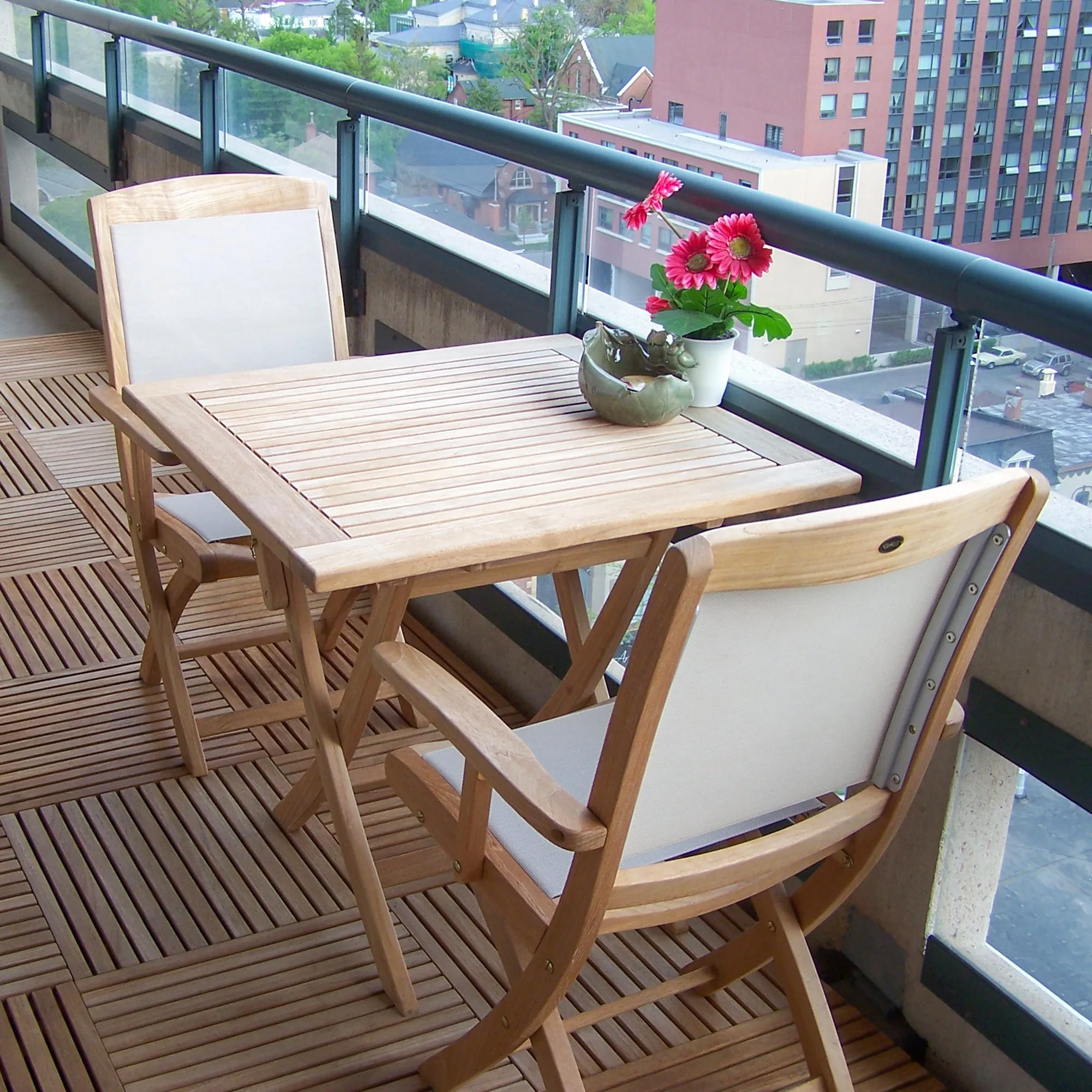 Teak & Textilene Folding Armchair Colorado