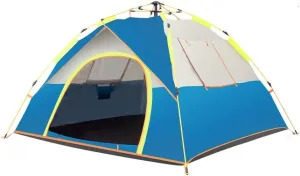 Tent 2/3-4 Person Waterproof Windproof Camping Hiking Tent Portable Anti-UV Tent Outdoor Automatic Tents Family Speed by Tent Yurt (Color : Blue, Size : 3-4 Person)