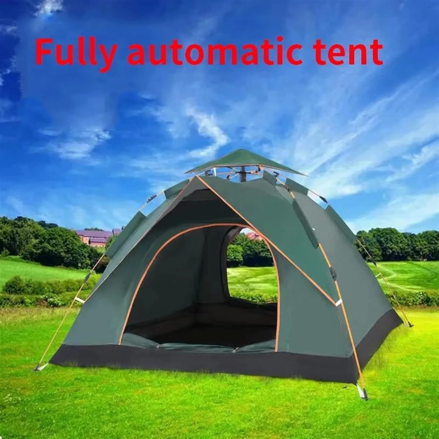 Tent 3-4 Person Fully Automatic Tent, Waterproof, UV Resistant, for Beach, Camping, Camping (Color : Blue) (Green One Size)
