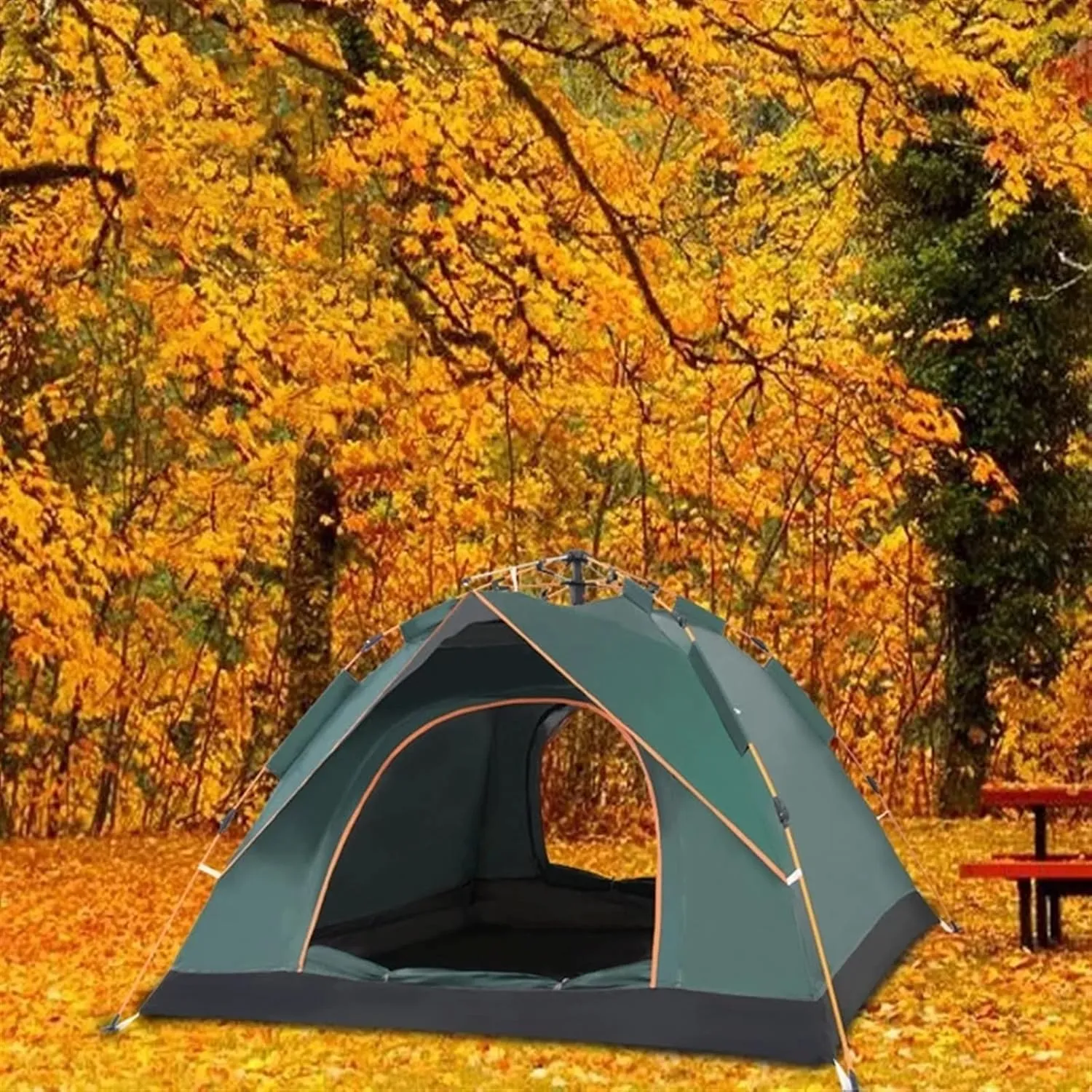 Tent 3-4 Person Fully Automatic Tent, Waterproof, UV Resistant, for Beach, Camping, Camping (Color : Blue) (Green One Size)