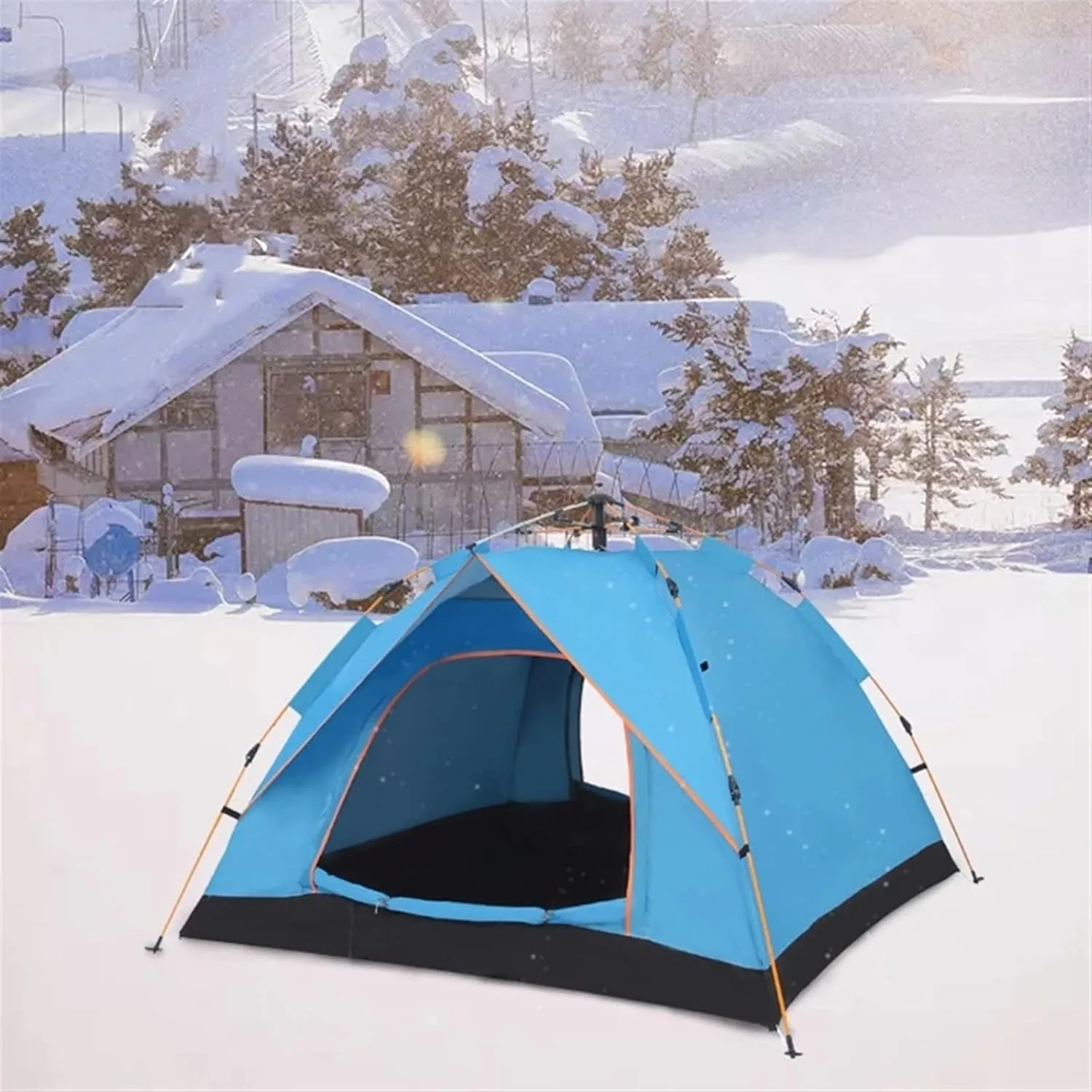 Tent 3-4 Person Fully Automatic Tent, Waterproof, UV Resistant, for Beach, Camping, Camping (Color : Blue) (Green One Size)
