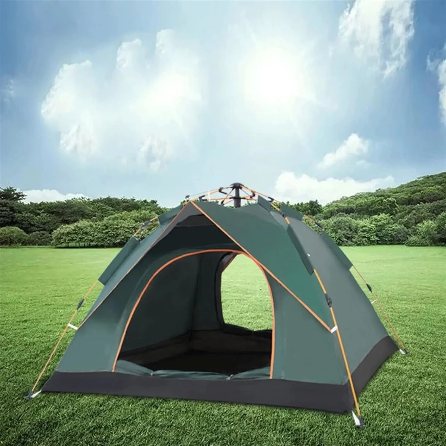 Tent 3-4 Person Fully Automatic Tent, Waterproof, UV Resistant, for Beach, Camping, Camping (Color : Blue) (Green One Size)