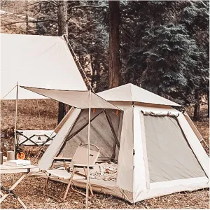 Tent Canopy 4 People Insect-Proof,Double Doors and Four Windows Glamping Tent Sturdy and Practical Sports Pop Up Tent for Family,Outdoor,Hiking and Mountaineering