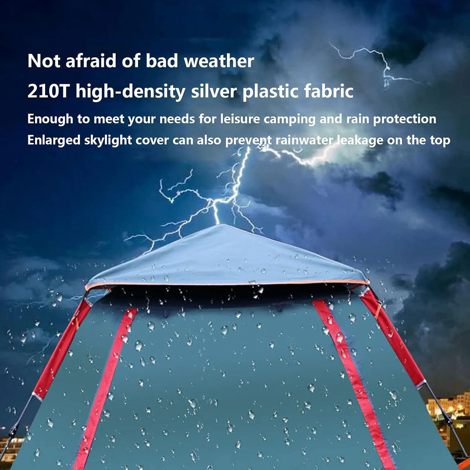 Tent Canopy for Camping Automatic Waterproof Tents,3-4 People Beach High-Density Silver Rubber Fabric Camping Tent,Family Outdoor Picnic