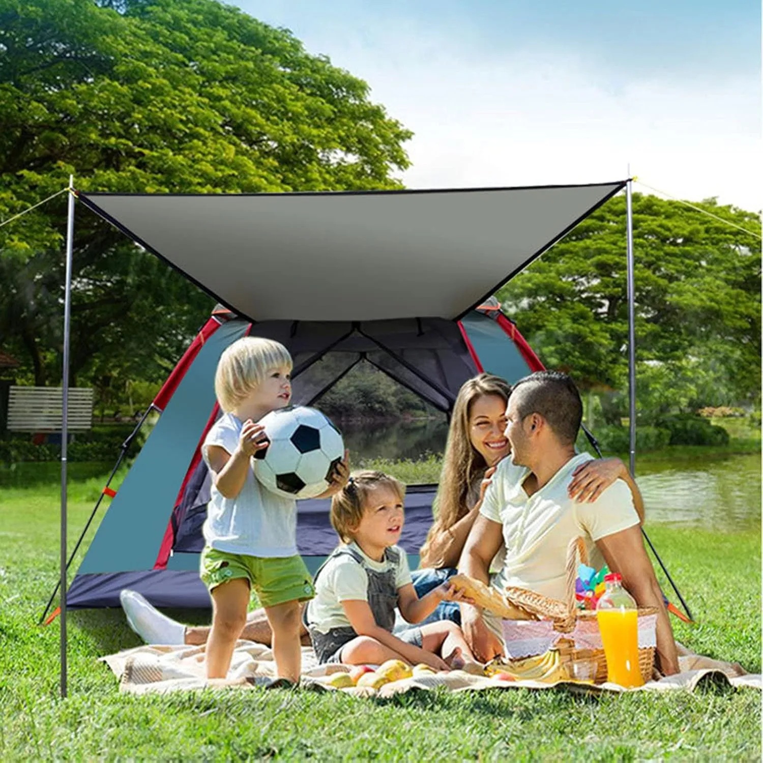 Tent Canopy for Camping Automatic Waterproof Tents,Silver Rubber Fabric Camping Tent High Density for 3-4 People,Family Outdoor Picnic