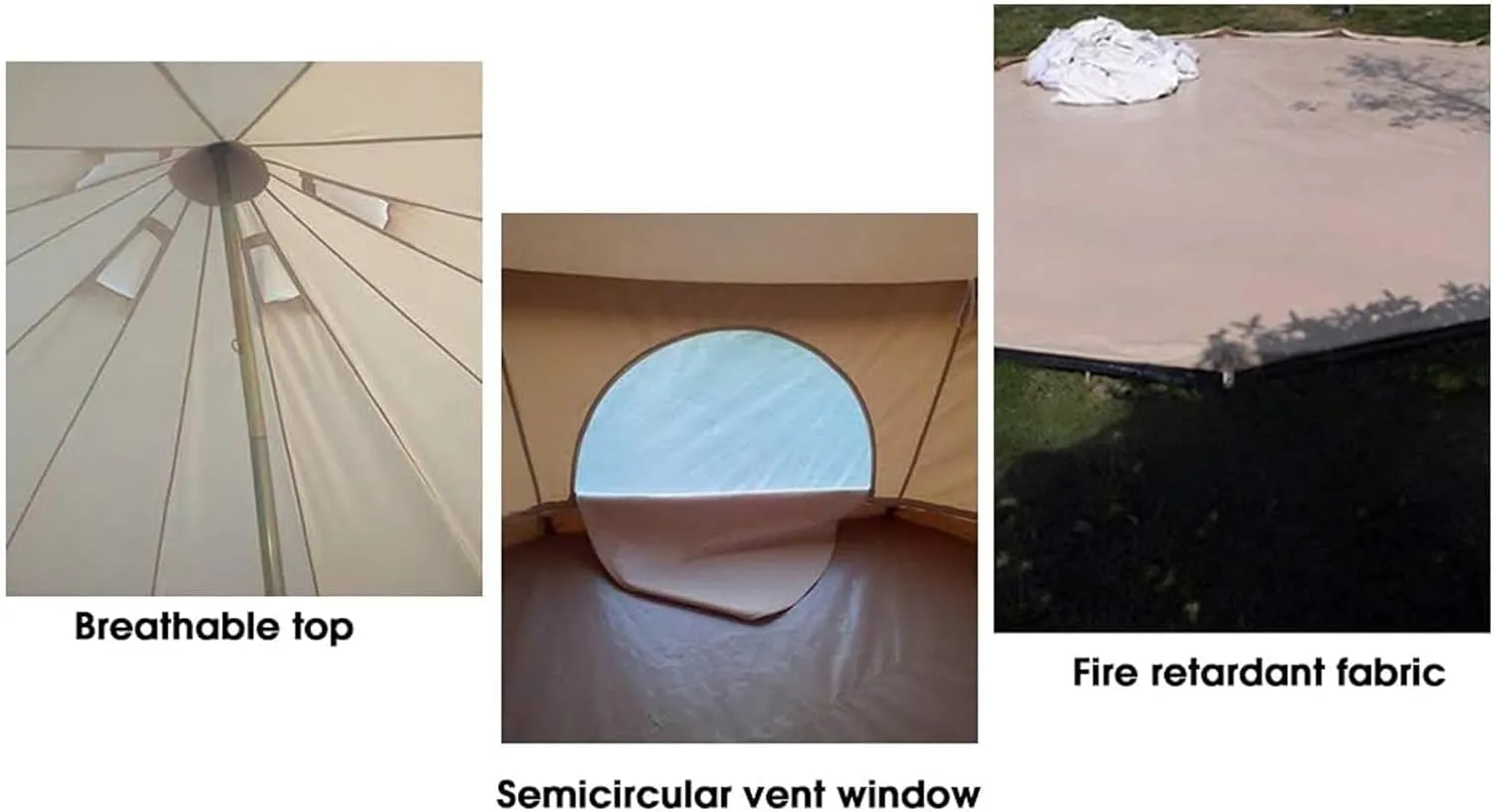 Tent Canvas Tent with Stove Hole Cotton Canvas Tents Yurt Tent for Camping 4-Season Waterproof Tent for Family Camping Outdoor Glamping, Luxury Teepee (B 4M)