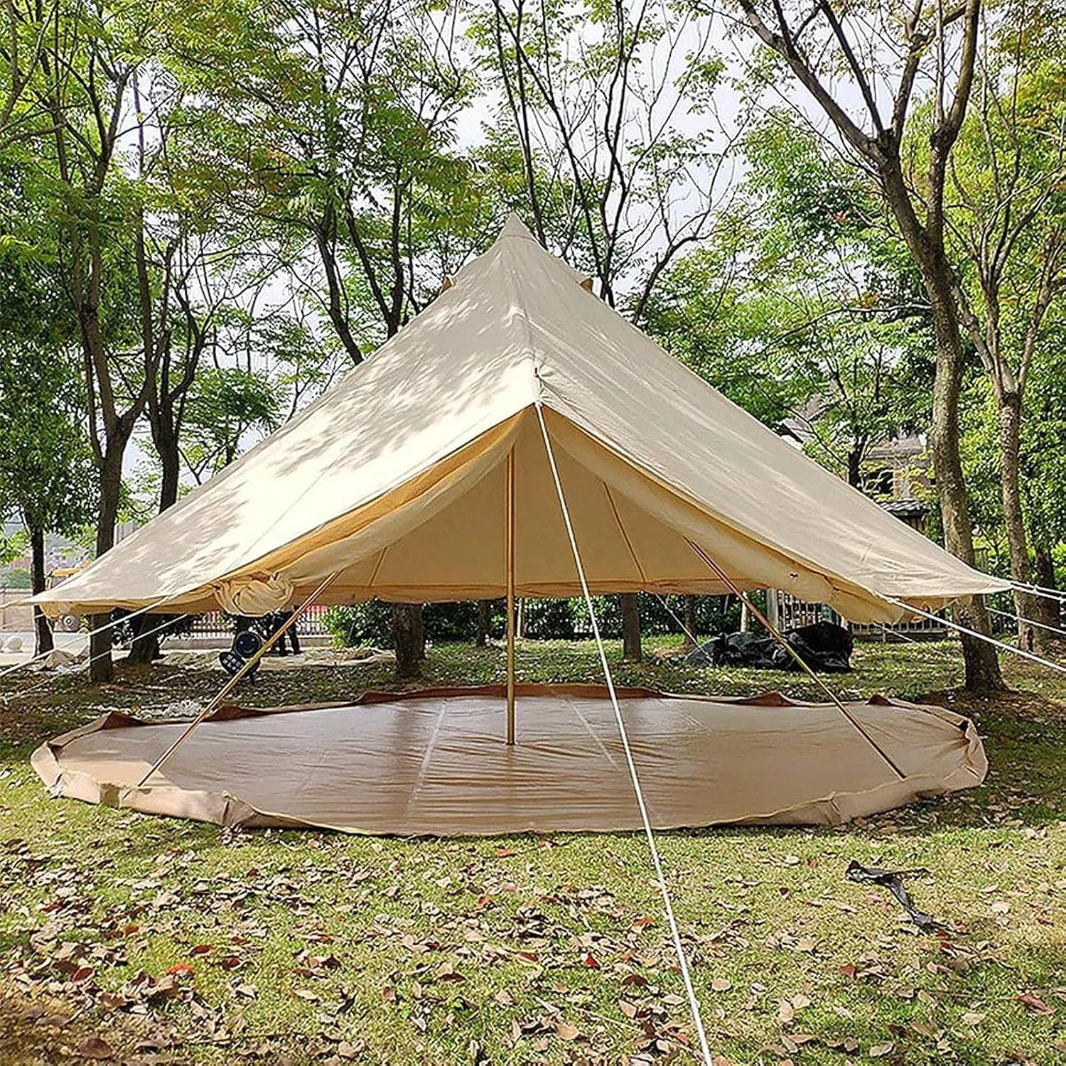 Tent Canvas Tent with Stove Hole Cotton Canvas Tents Yurt Tent for Camping 4-Season Waterproof Tent for Family Camping Outdoor Glamping, Luxury Teepee (B 4M)
