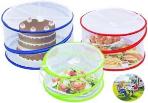 Tent Collapsible Pop Up Food Cover Set - Fine Mesh Screen, Bottomless & Design With Handles | Keep Bugs, Insects & Flies Away | For Picnics, Outdoor Fiestas, BBQ, & More