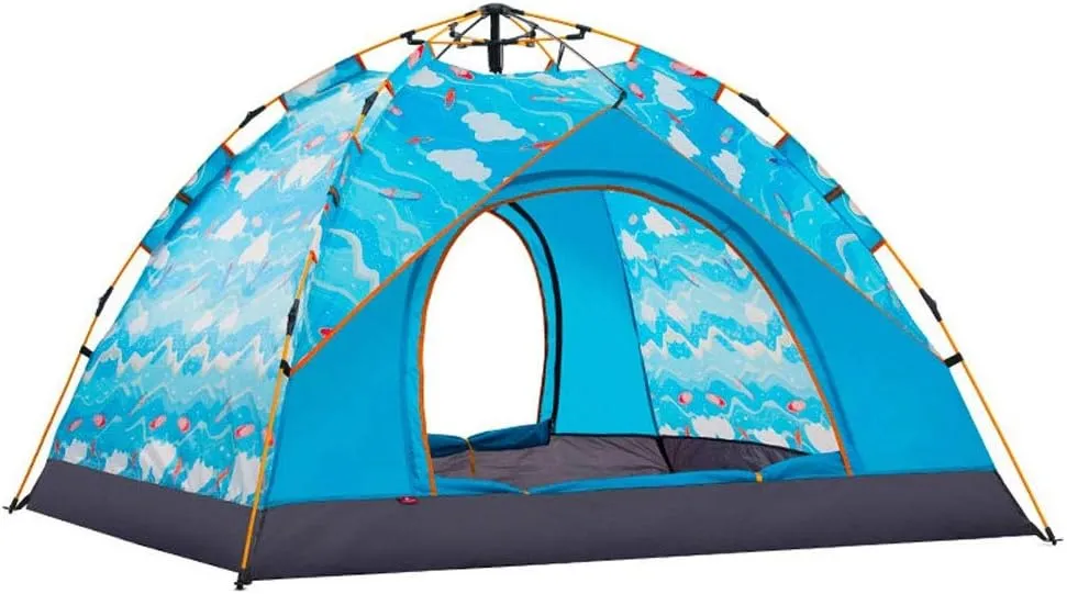 Tent Double Layer Waterproof Camping Hiking Tent Portable Anti-UV Tent Outdoor Automatic Tents Large Family Speed by Tent Yurt (Size : 2-3 Person)