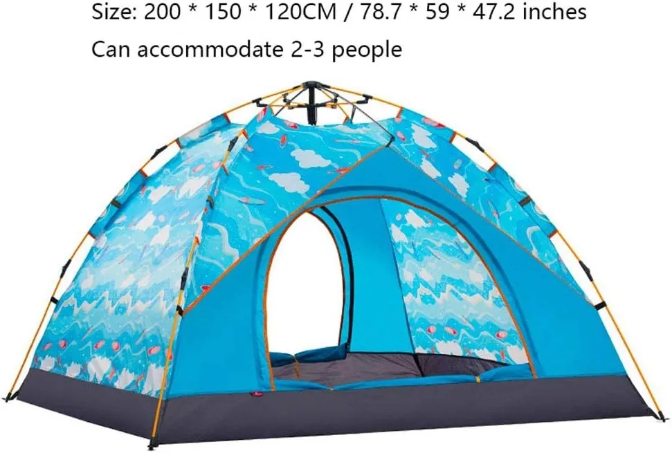 Tent Double Layer Waterproof Camping Hiking Tent Portable Anti-UV Tent Outdoor Automatic Tents Large Family Speed by Tent Yurt (Size : 2-3 Person)
