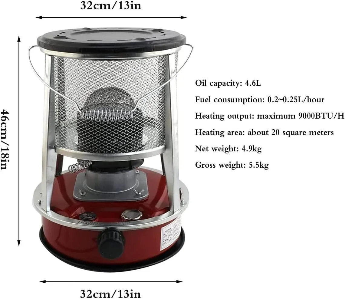 Tent Heater For Outdoor Kerosene Stove Camping Heaters Mobile Convection Heater Cooking Stoves Hiking Ice Fishing Hunting (Color : Red (4.6L))