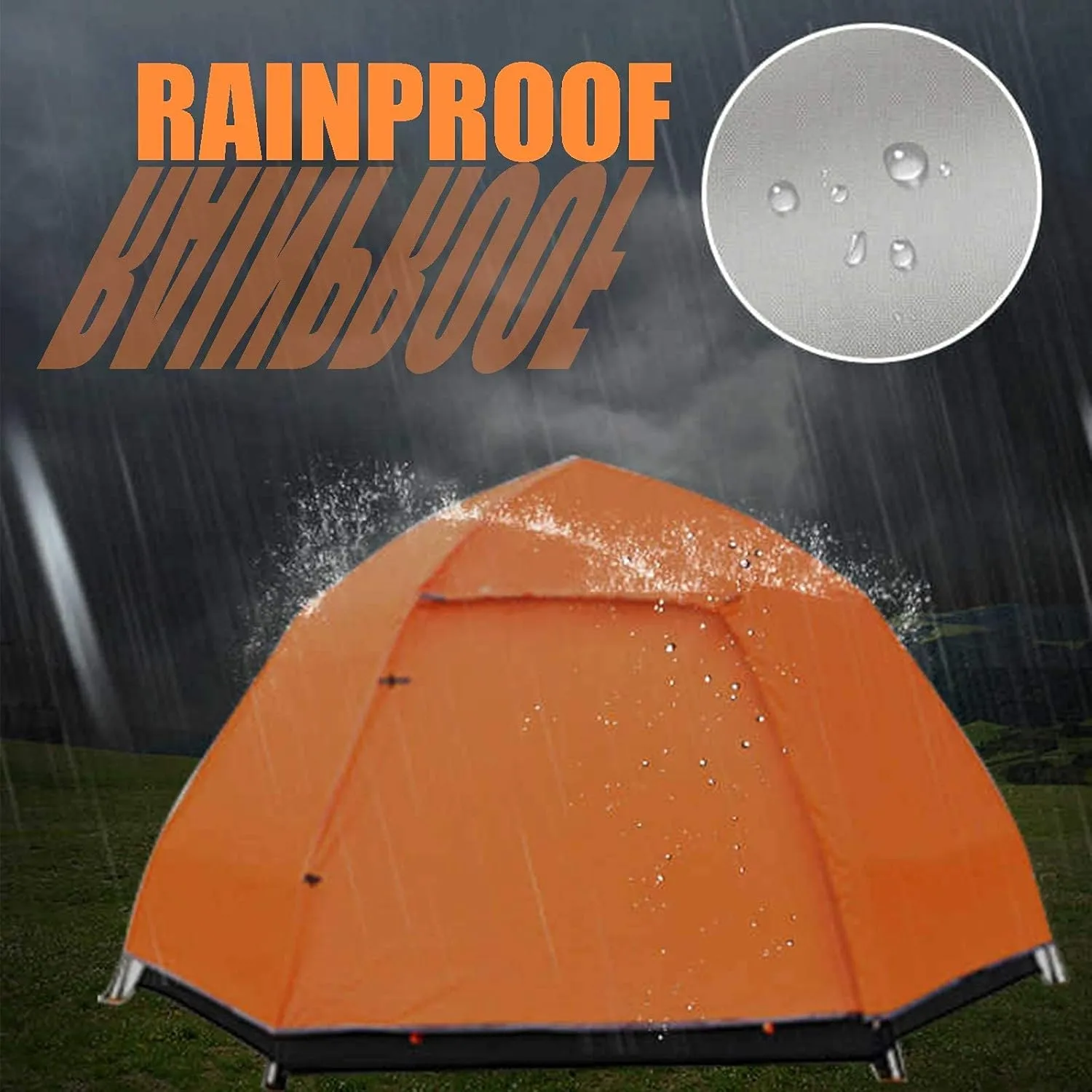 Tent Outdoor Rain Shelter, Pop Up Tent for 3 to 4 Person Automatic Opening Tent Hexagonal, UV Protected Family Camping, for Camping Backpacking Hiking Beach Outdoor, Orange