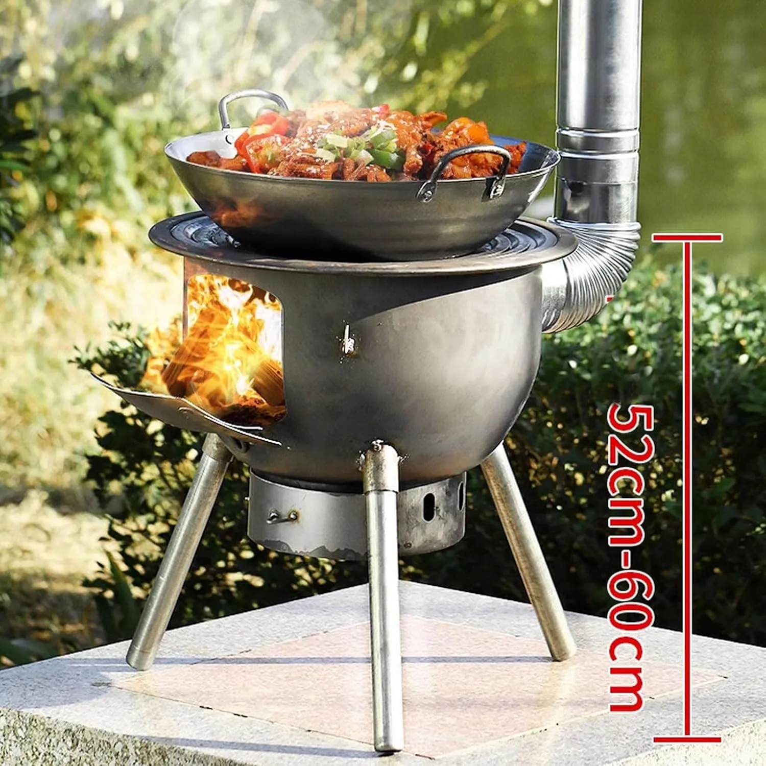 Tent Stove Wood Burning Stove, Outdoor Large Portable with Chimney Pipe Made of Steel Plate Camping Stove