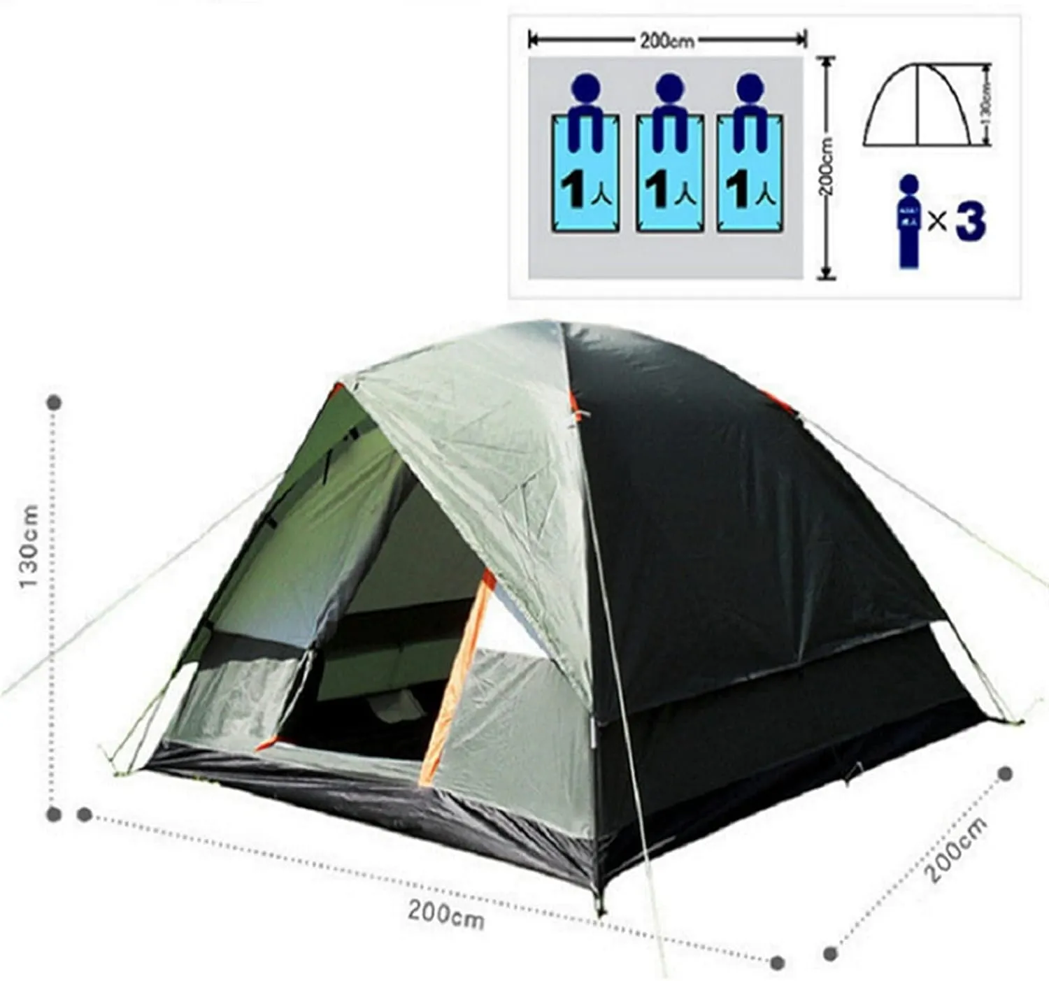 Tents 3-4 Person Windproof Double Layer Waterproof UV Resistant Camping Tent Outdoor Hunting Fishing Travel Picnic