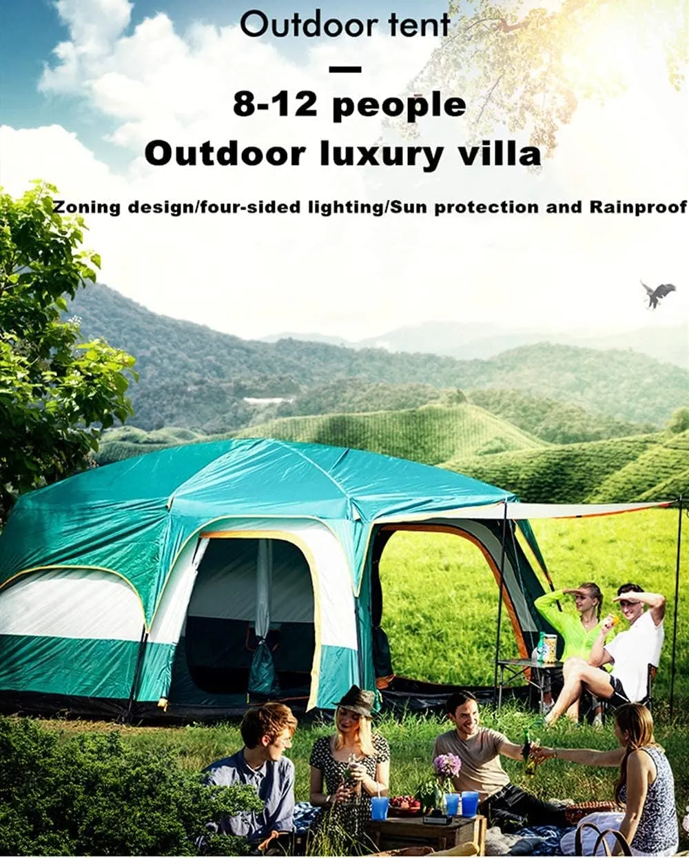 Tents Automatic Pop-Up Tents for 3 to 4 Person Instant Camping Tent, Protection Thermal Insulation Tent Waterproof Tent