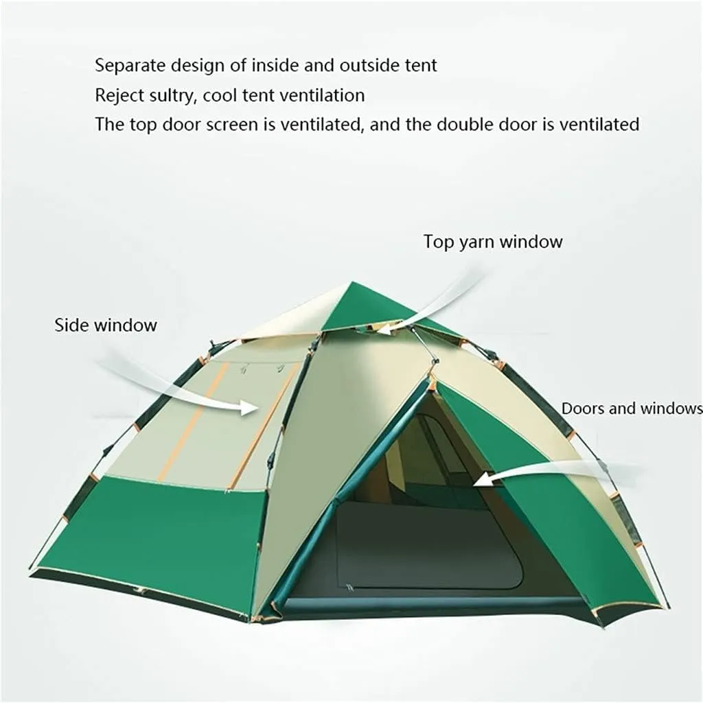 Tents for Camping Beach Tents Hydraulic Automatic Double Deck Tent Thicken Anti-Storm Camping Outdoor Tent Four Seasons Mountaineering Beach 3-4 Person Family Tents for Camping Hiking Traveling