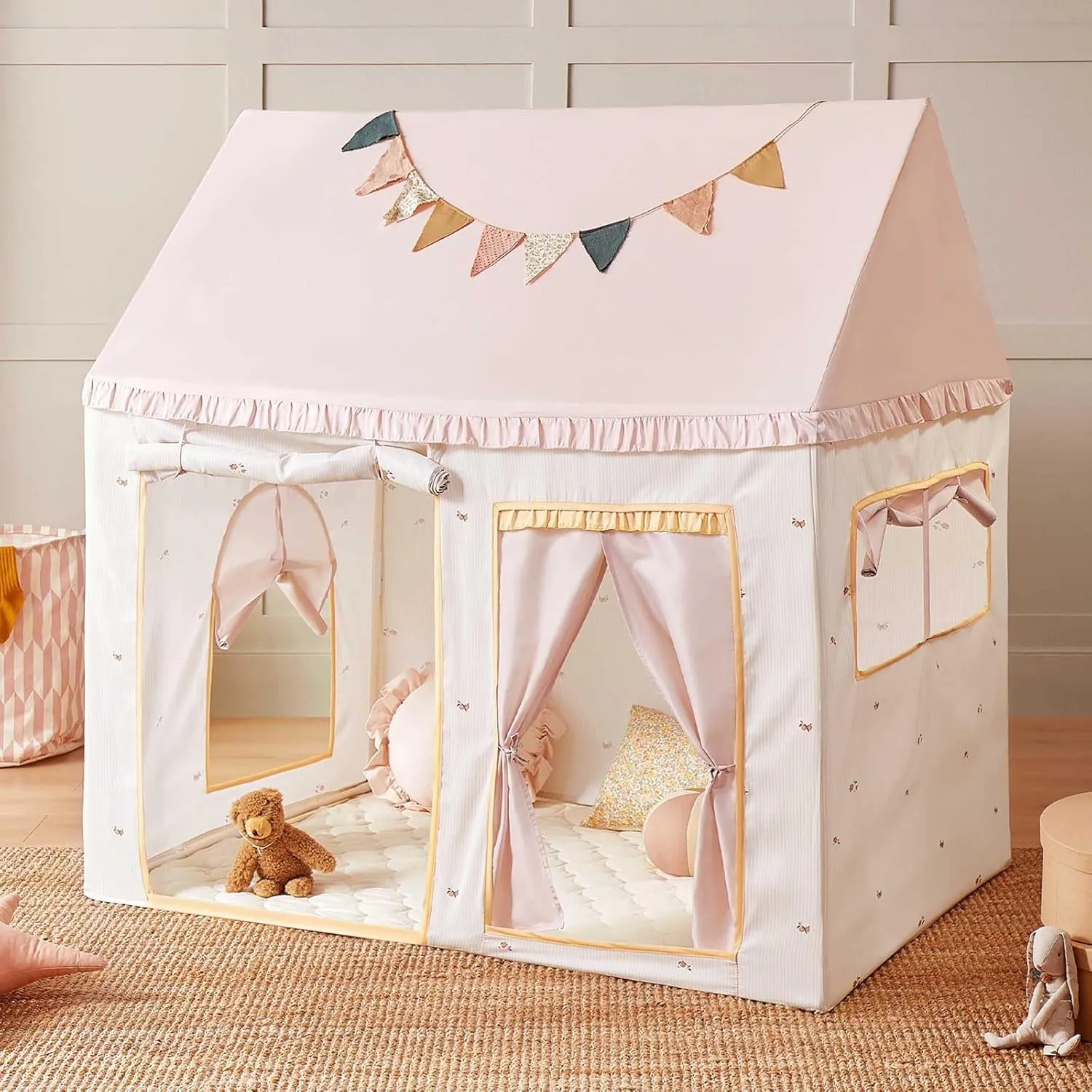Tiny Land Kids Tent with Mat, Kids Play Tent for Toddlers, Playhouse for Kid Indoor, Ideal Toy Gift for 3  Girls, Play Room Furniture