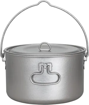 TiTo Titanium 1950ml Outdoor Titanium Pot with Lid Folding Bail Handle Ultralight Portable Kitchen Cookware Hanging ​Pot for Camping Hiking Picnic Backpacking Soup Pot