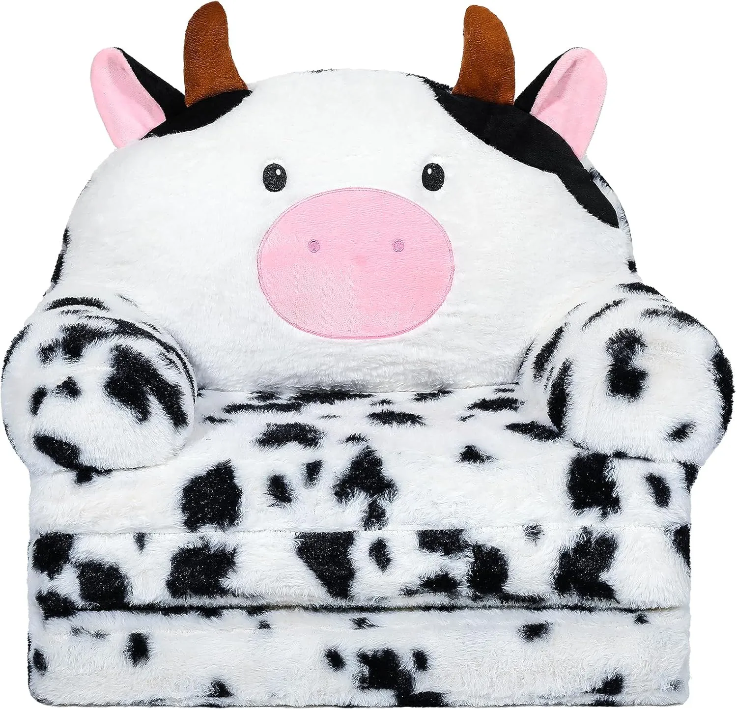 Toddler Chair Kids Sofa - Toddler Sofa Kids Couch Fold Out, 2 in 1 Flip Out Couch and Mini Sofa for Girls and Boys, Baby Couch for 1-4 Year Olds - Cute and Comfy Baby Sofa (Cow)