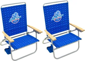 Tommy Bahama 2-Pack of 4-Position Easy in-Easy Out Folding Beach Chair, Blue