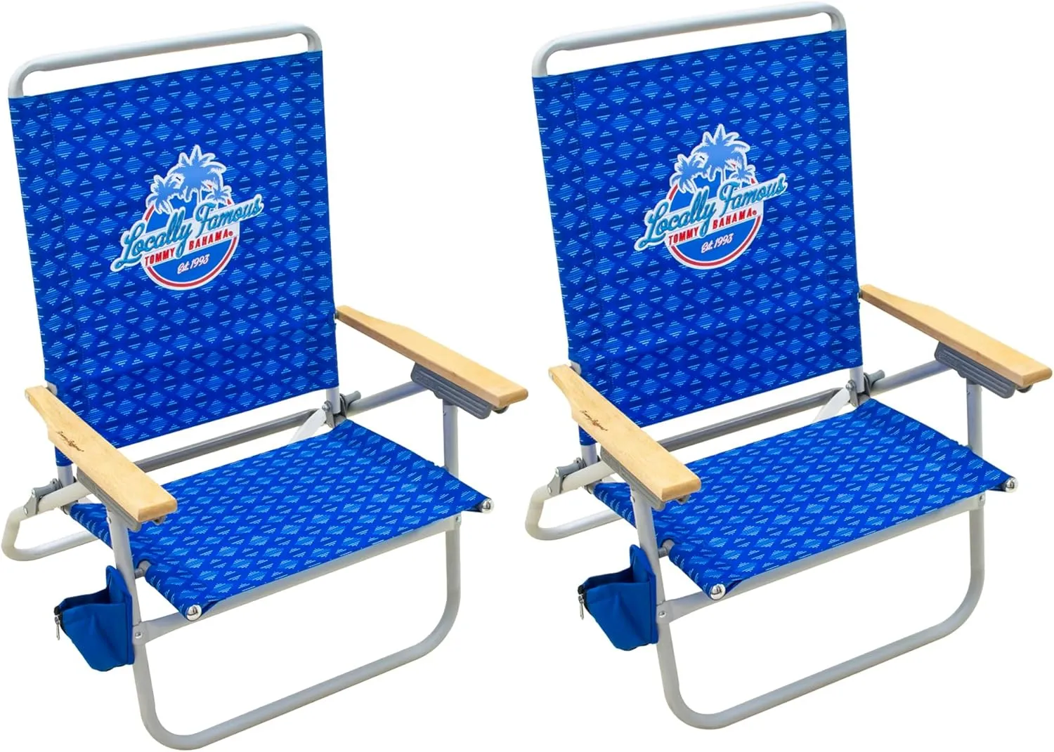 Tommy Bahama 2-Pack of 4-Position Easy in-Easy Out Folding Beach Chair, Blue