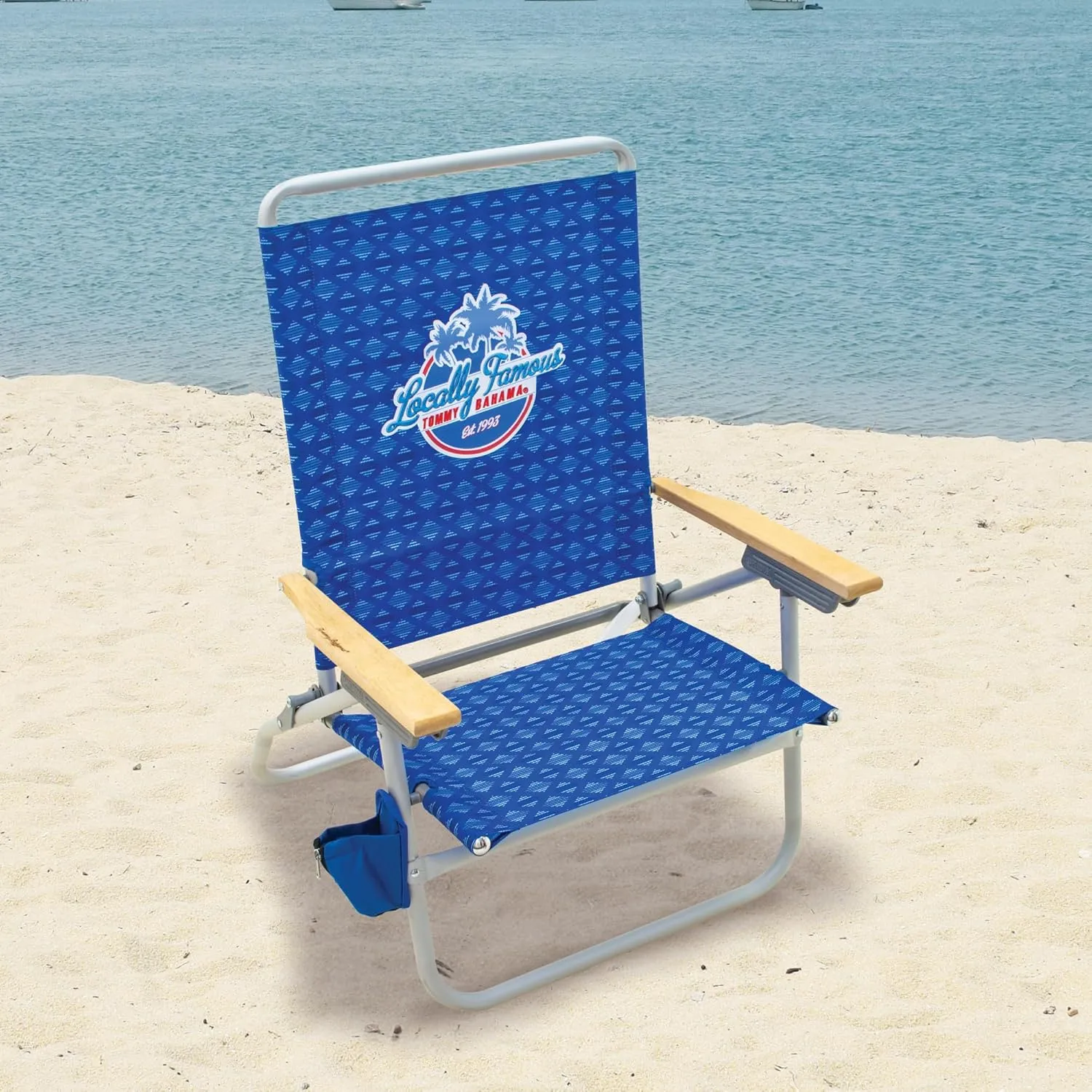 Tommy Bahama 2-Pack of 4-Position Easy in-Easy Out Folding Beach Chair, Blue