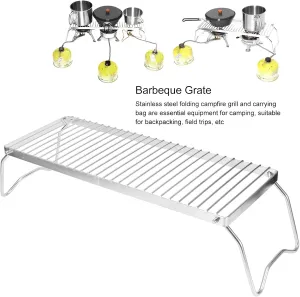 Topyond Barbecue Grill, Portable Stainless Steel Folding Campfire Grill, Charcoal Grills with Storage Bag, Duable and Easy to Clean, Suitable for Outdoor Camping