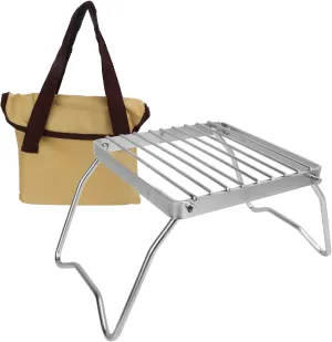 Topyond Folding Campfire Grill with Storage Bag, Portable Camping Grill Grate,Stainless Steel Collapsible Camping Stove Grate Rack Net for Camping Backpacking