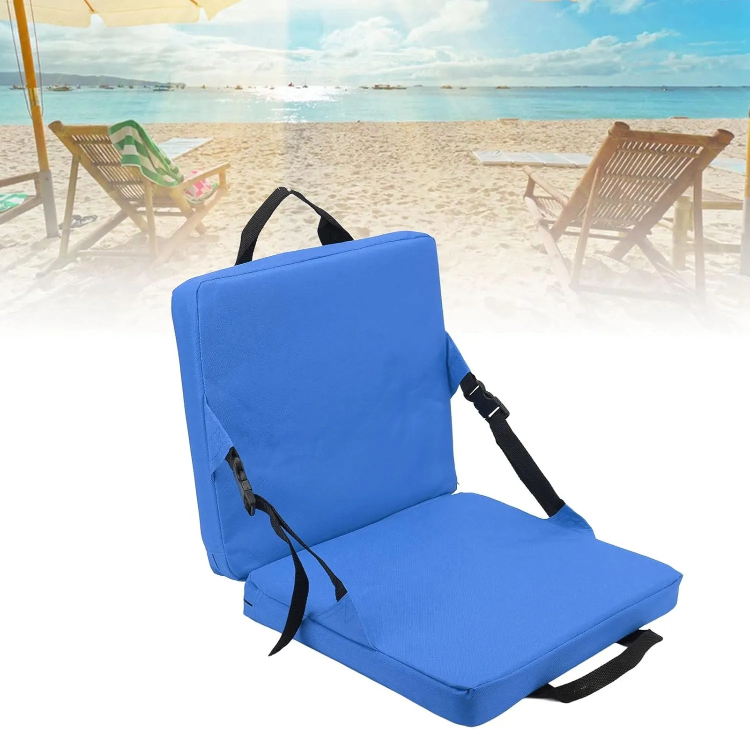 Topyond Outdoor Foldable Chair, Folding Beach Chair, Foldable Chair with Backrest Soft Sponge Cushion Back Chair for Stadium and Beach
