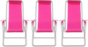 Toyvian 3Pcs Miniature Foldable Beach Chair Dollhouse Furniture Mini Deck Chair Longue Deck Chair Mini Furniture Accessories Accessories Rosy 3