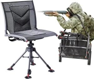 TR 360 Degree Swivel Hunting Chair,400 lbs Capacity Silent Hunting Blind Chair,4 Legs Height Adjustable,Comfortable Padded Seat,Portable Ground Hunting Chair for Deer Dove Hunting