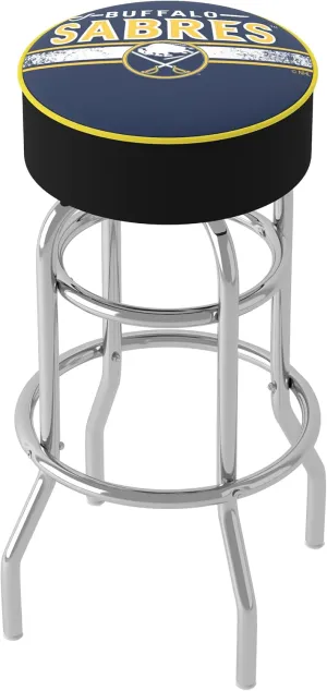 Trademark Global Bar Stool - Buffalo Sabres Logo Stool with Foam Padded Seat - Swivel Chair for Game Room, Garage, or Home Bar