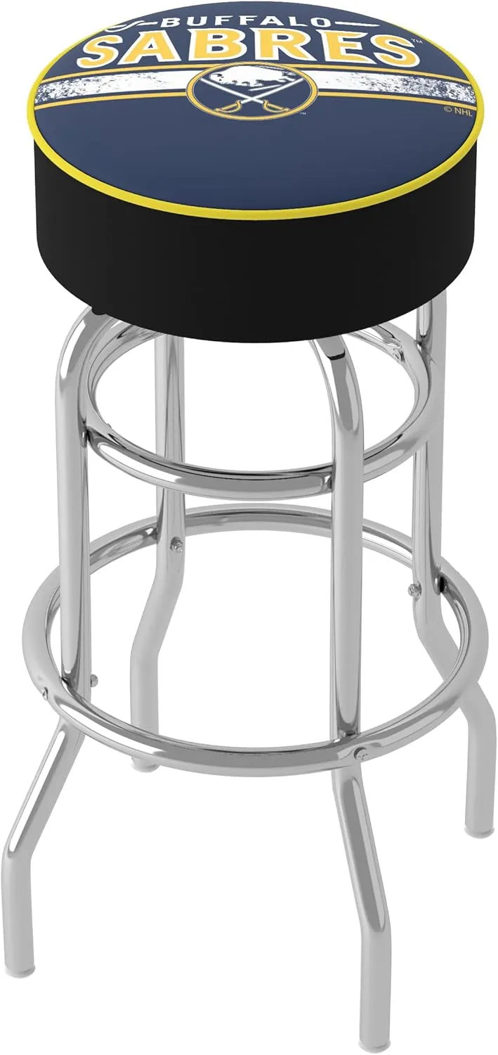 Trademark Global Bar Stool - Buffalo Sabres Logo Stool with Foam Padded Seat - Swivel Chair for Game Room, Garage, or Home Bar