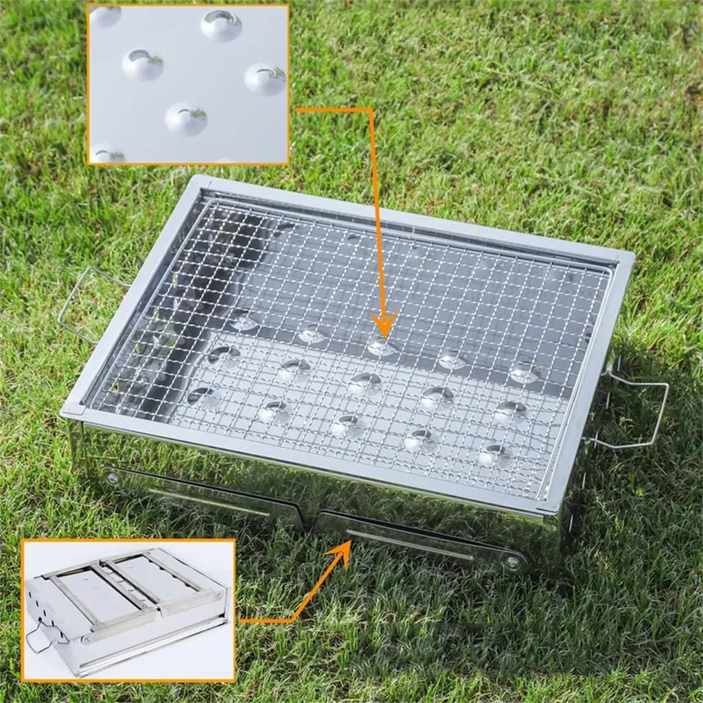 Trumpet Home Folding Stainless Steel Grill Charcoal Grill Rack Outdoor Portable Camping BBQ Grill for Roasts