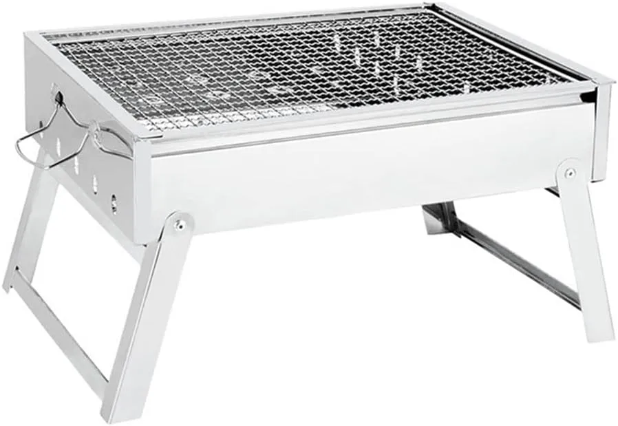 Trumpet Home Folding Stainless Steel Grill Charcoal Grill Rack Outdoor Portable Camping BBQ Grill for Roasts