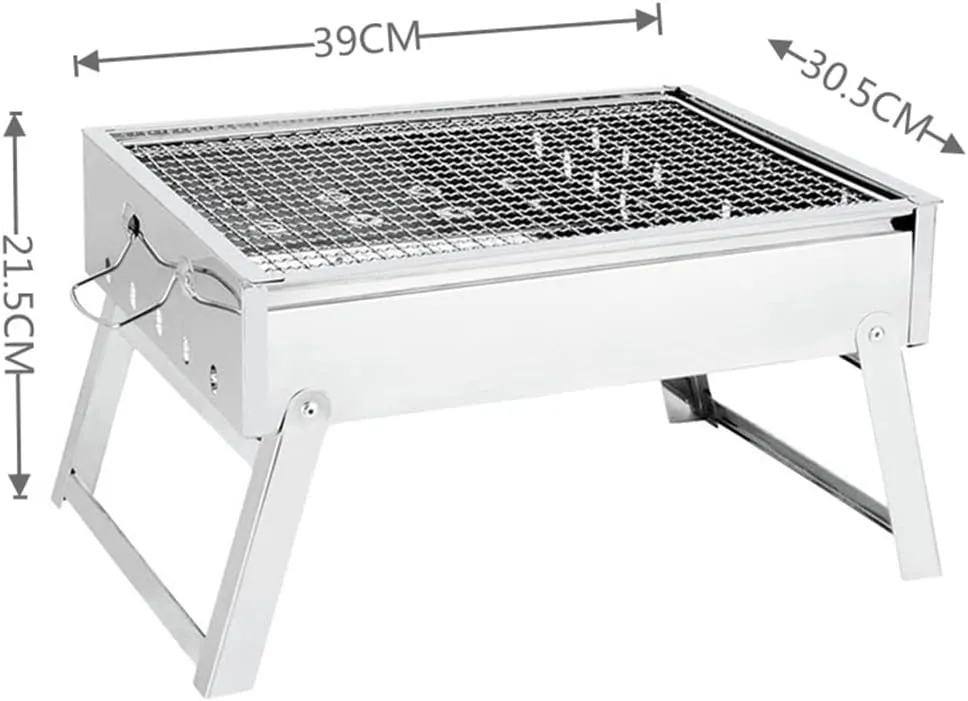 Trumpet Home Folding Stainless Steel Grill Charcoal Grill Rack Outdoor Portable Camping BBQ Grill for Roasts