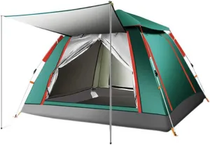 Two Doors 4 Season Tent for 3-4 Persons, Camping Automatic Pop Up Tent Sun Shade Anti UV for Beach/Hiking/Backpacking/Fishing Instant Sun Shelter Canopy, Green